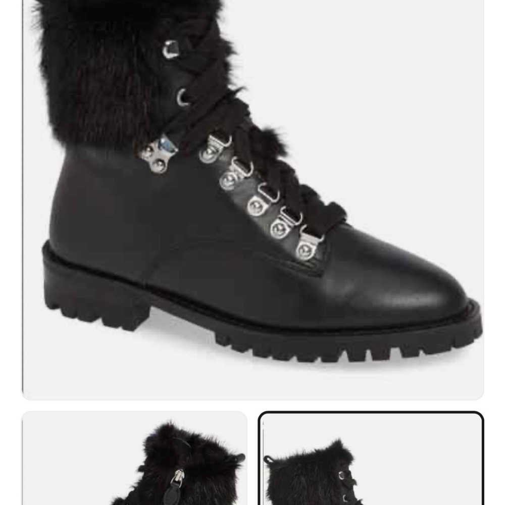 NEW Mink Trim Leather Rebecca Minkoff Jaylin Fur Boots Leather With Mink Trim